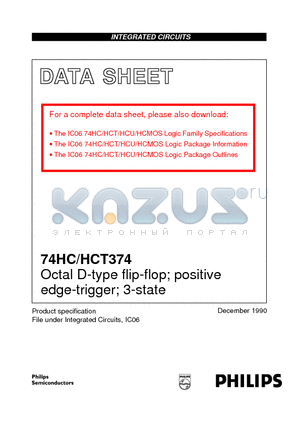 74HC374DB datasheet - Octal D-type flip-flop; positive edge-trigger; 3-state