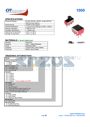 1101A3S20REA datasheet - CIT SWITCH