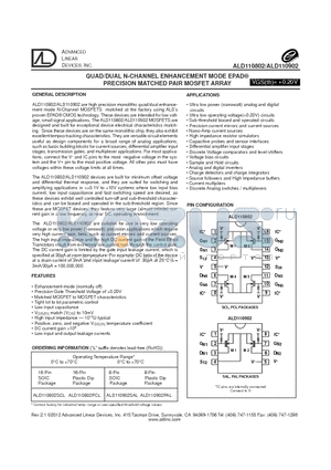 ALD110802_12 datasheet - QUAD/DUAL N-CHANNEL ENHANCEMENT MODE EPAD PRECISION MATCHED PAIR MOSFET ARRAY