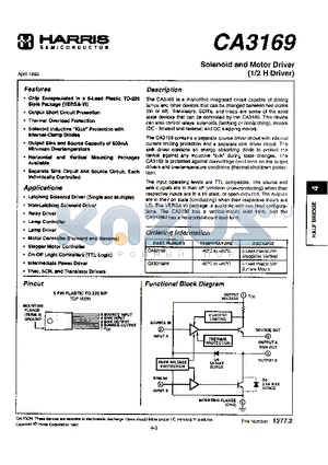 CA33169 datasheet - SOLENOID AND MOTOR DRIVER