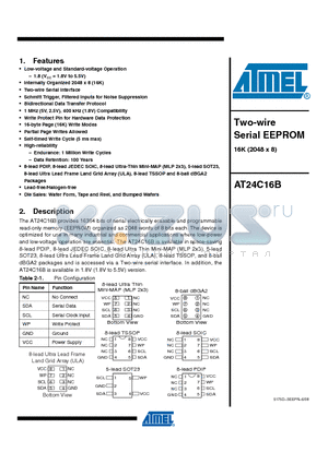 AT24C16BN-SH-B datasheet - Two-wire Serial EEPROM