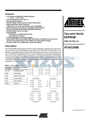 AT24C256B datasheet - Two-wire Serial EEPROM 256K (32,768 x 8)