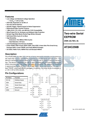 AT24C256B-PU datasheet - Two-wire Serial EEPROM