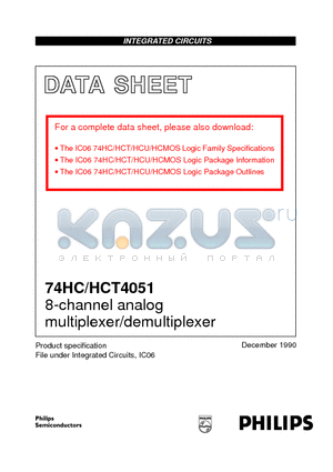 74HC4051 datasheet - 8-channel analog multiplexer/demultiplexer