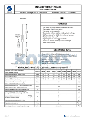 1N5400 datasheet - SILICON RECTIFIER