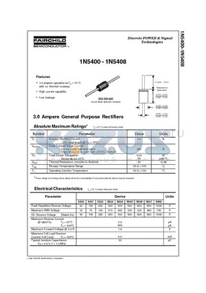 1N5400 datasheet - 3.0 Ampere General Purpose Rectifiers
