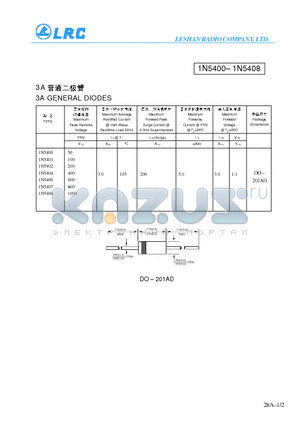 1N5400 datasheet - 3A GENERAL DIODES