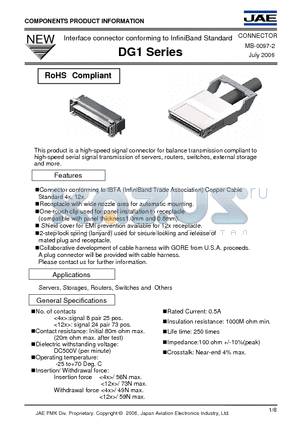 DG1R073HS5 datasheet - Interface connector conforming to InfiniBand Standard