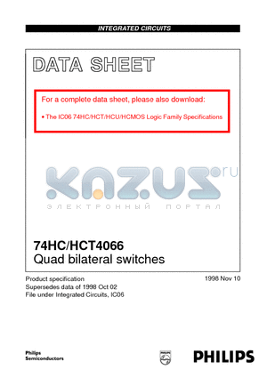 74HC4066PW datasheet - Quad bilateral switches