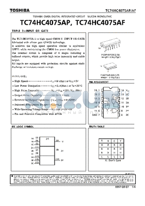 74HC4075 datasheet - TRIPLE 3-INPUT OR GATE