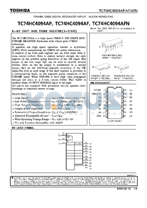 74HC4094 datasheet - 8-BIT SHIFT AND STORE REGISTER (3-STAFE)