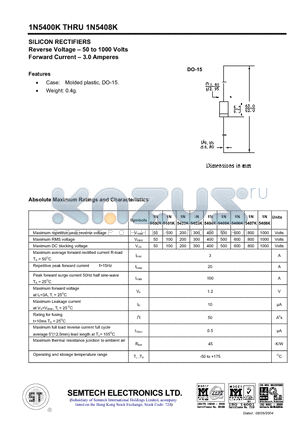 1N5400K datasheet - SILICON RECTIFIERS