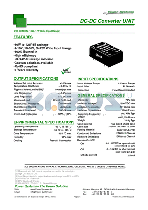 CWS-1203.3A10M datasheet - DC-DC Converter UNIT