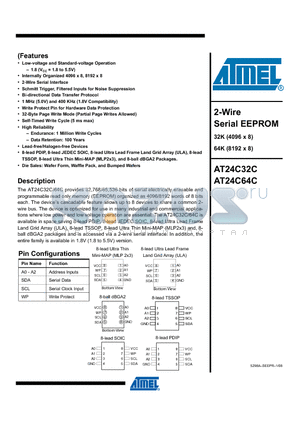 AT24C32CY6-YH-T datasheet - 2-Wire Serial EEPROM 32K (4096 x 8) 64K (8192 x 8)