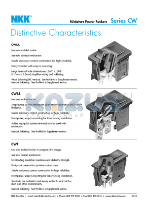 CWSA12AAN2H datasheet - Miniature Power Rockers