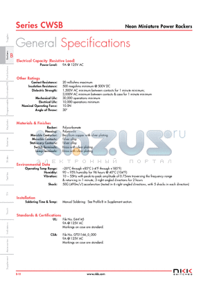 CWSB21FAFF datasheet - Neon Miniature Power Rockers