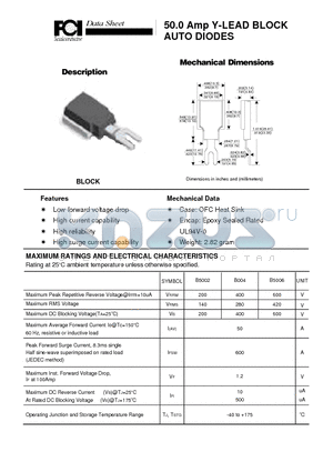 B5004 datasheet - 50.0 Amp Y-LEAD BLOCK AUTO DIODES