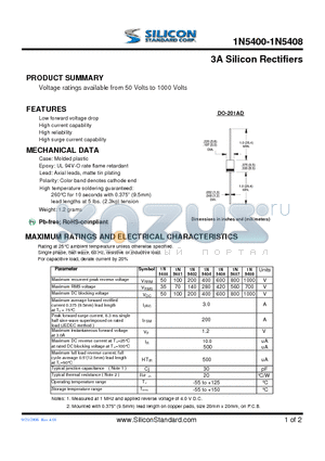 1N5401 datasheet - 3A Silicon Rectifiers