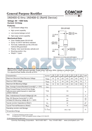 1N5401-G datasheet - General Purpose Rectifier