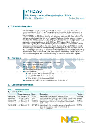 74HC590BQ datasheet - 8-bit binary counter with output register; 3-state