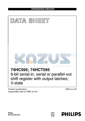 74HC595 datasheet - 8-bit serial-in/serial or parallel-out shift register with output latches; 3-state