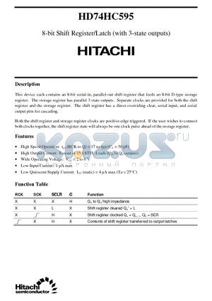 74HC595 datasheet - 8-bit Shift Register/Latch (with 3-state outputs)