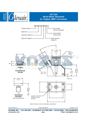 52722002001NC datasheet - Strain-Relief Backshell for Hughes MRS Connectors