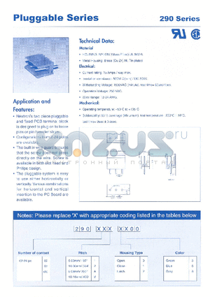 290-02B-0800 datasheet - PLUGGABLE SERIES