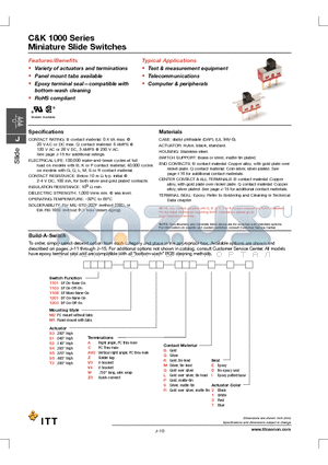 1101M2S1AV2BD1 datasheet - Miniature Slide Switches