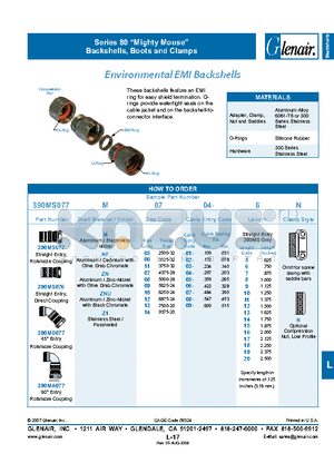 390MB077M0501-5N datasheet - Backshells, Boots and Clamps