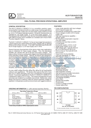 ALD1712PAL datasheet - RAIL-TO-RAIL PRECISION OPERATIONAL AMPLIFIER