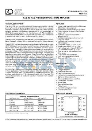 ALD1712SA datasheet - RAIL-TO-RAIL PRECISION OPERATIONAL AMPLIFIER