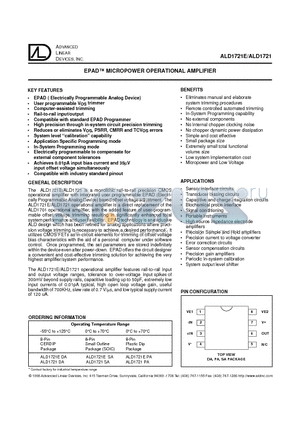 ALD1721DA datasheet - EPAD MICROPOWER OPERATIONAL AMPLIFIER