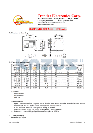 2901-10 datasheet - Insert Molded Coil
