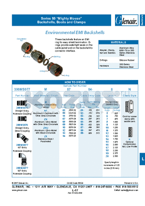 390MB077ZN0501-6N datasheet - Backshells, Boots and Clamps