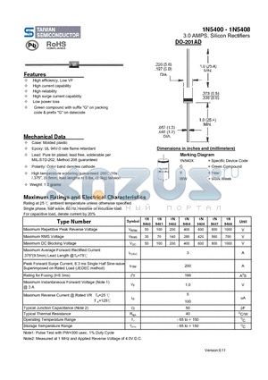 1N5402 datasheet - 3.0 AMPS. Silicon Rectifiers