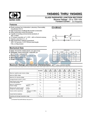 1N5402G datasheet - GLASS PASSIVATED JUNCTION RECTIFIER