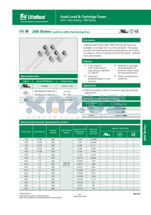 02080.375MXP datasheet - Axial Lead & Cartridge Fuses