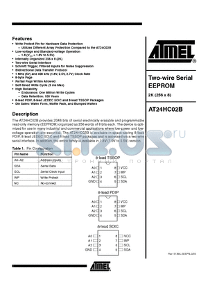 AT24HC02B-10TU-1.8 datasheet - Utilizes Different Array Protection Compared