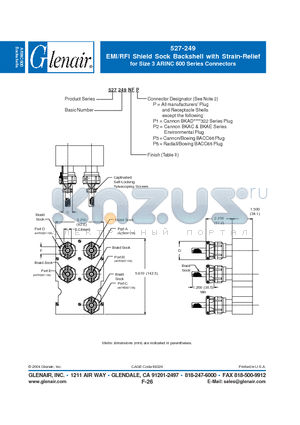 527249MP datasheet - EMI/RFI Shield Sock Backshell with Strain-Relief