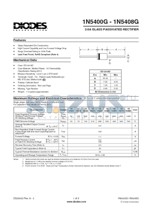1N5403G-T datasheet - 3.0A GLASS PASSIVATED RECTIFIER
