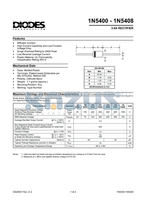 1N5404 datasheet - 3.0A RECTIFIER