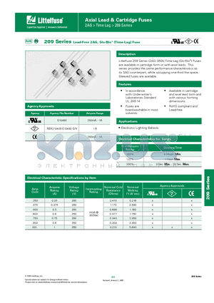 02090.375MXP datasheet - Axial Lead & Cartridge Fuses