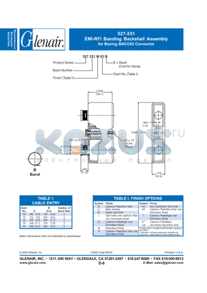 527251NF04 datasheet - EMI-RFI Banding Backshell Assembly for Boeing BACC65 Connector