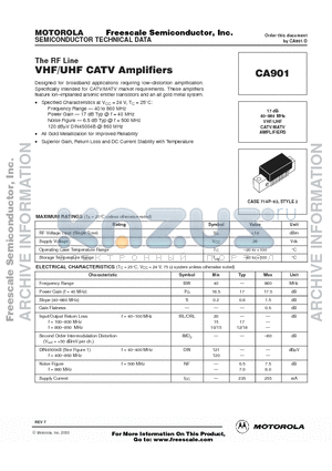 CA901 datasheet - 17 dB 40-860 MHz VHF/UHF CATV/MATV AMPLIFIERS