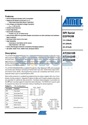 AT25010B-SSHL-T datasheet - SPI Serial EEPROM