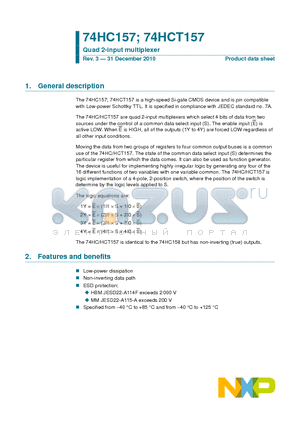 74HCT157 datasheet - Quad 2-input multiplexer