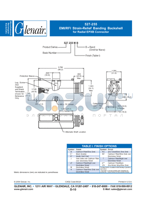 527255NFB datasheet - EMI/RFI Strain-Relief Banding Backshell for Radial EPXB Connector