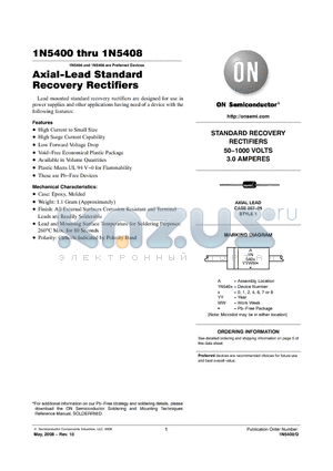 1N5404RLG datasheet - Axial-Lead Standard Recovery Rectifiers