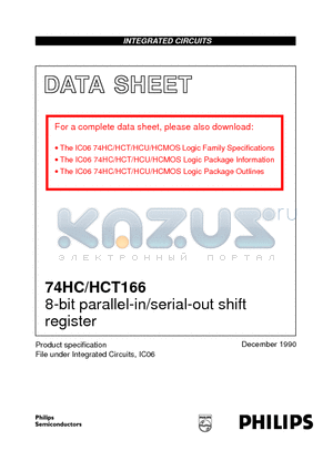 74HCT166PW datasheet - 8-bit parallel-in/serial-out shift register